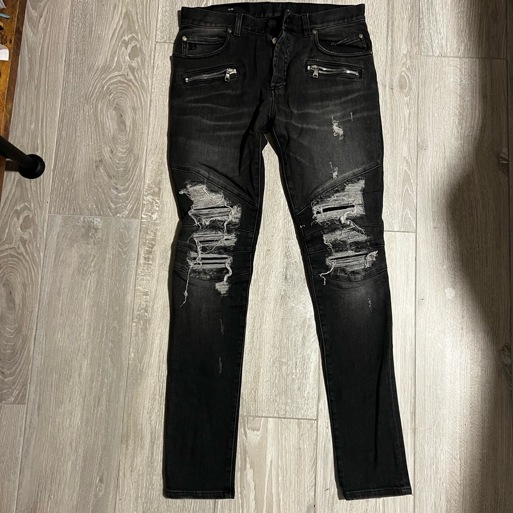 Balmain ripped jeans in black